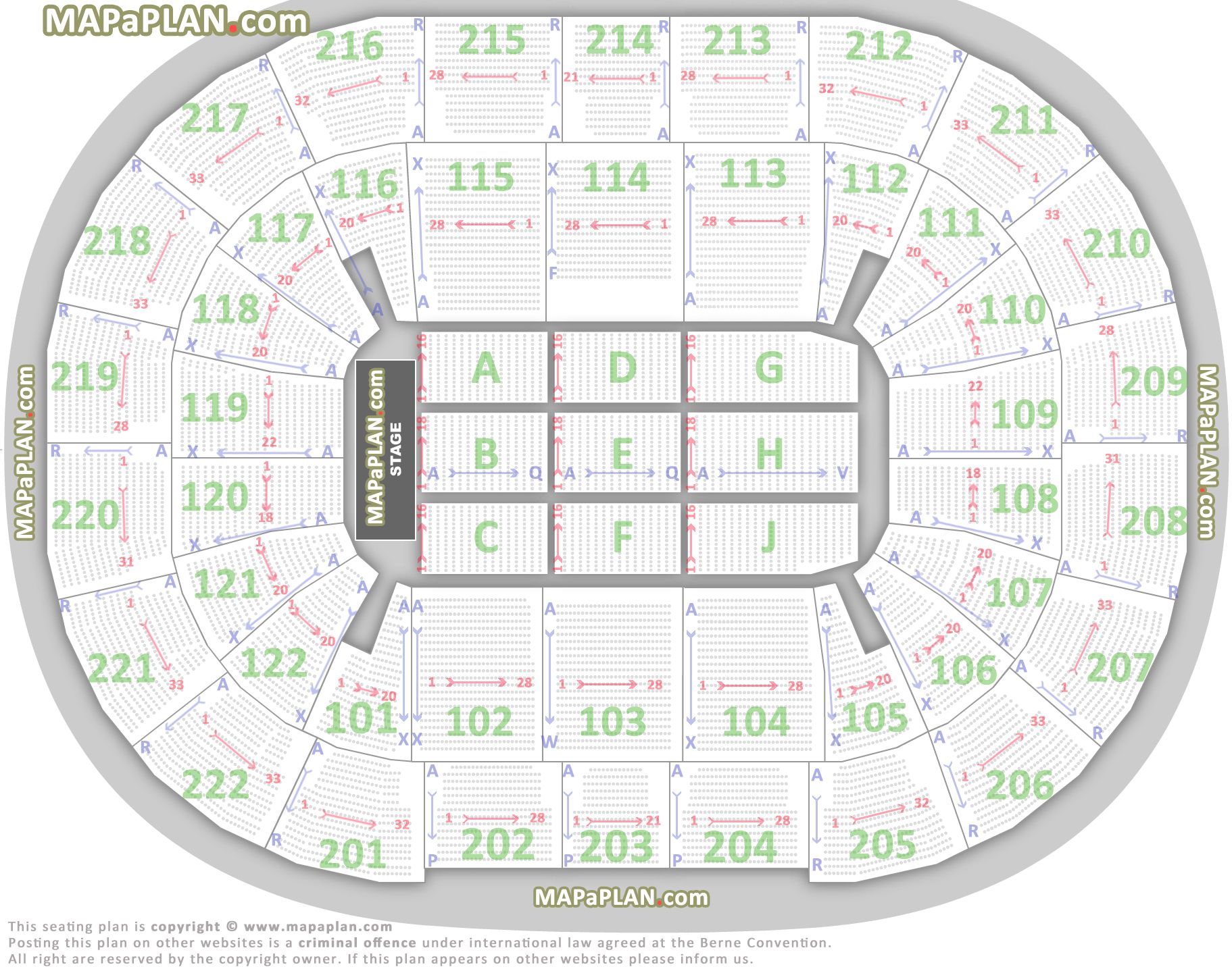 Detailed Chart With Individual Seats Rows Blocks Numbers