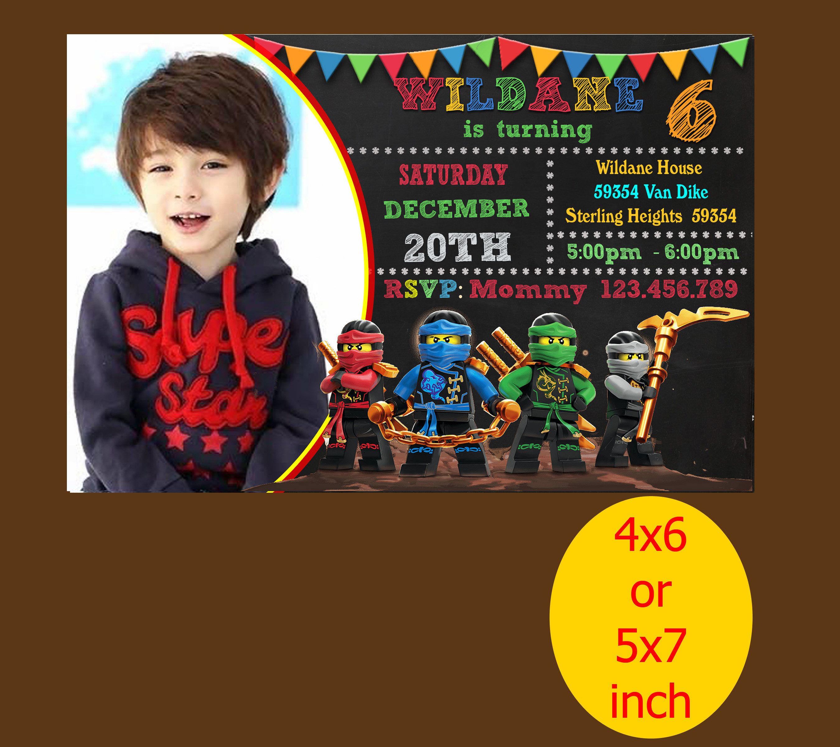 Ninjago Birthday Invitation, Ninjago Invitation, Ninjago Birthday ...