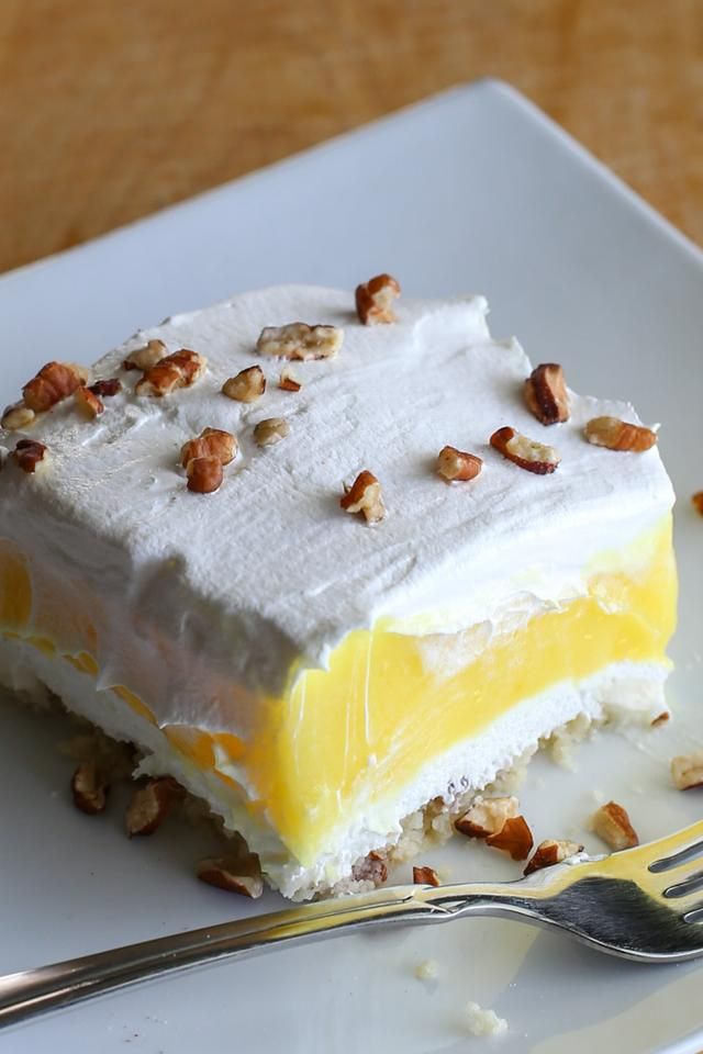 Easy Cold Lemon Dessert Made With Cream Cheese and Lemon Pudding