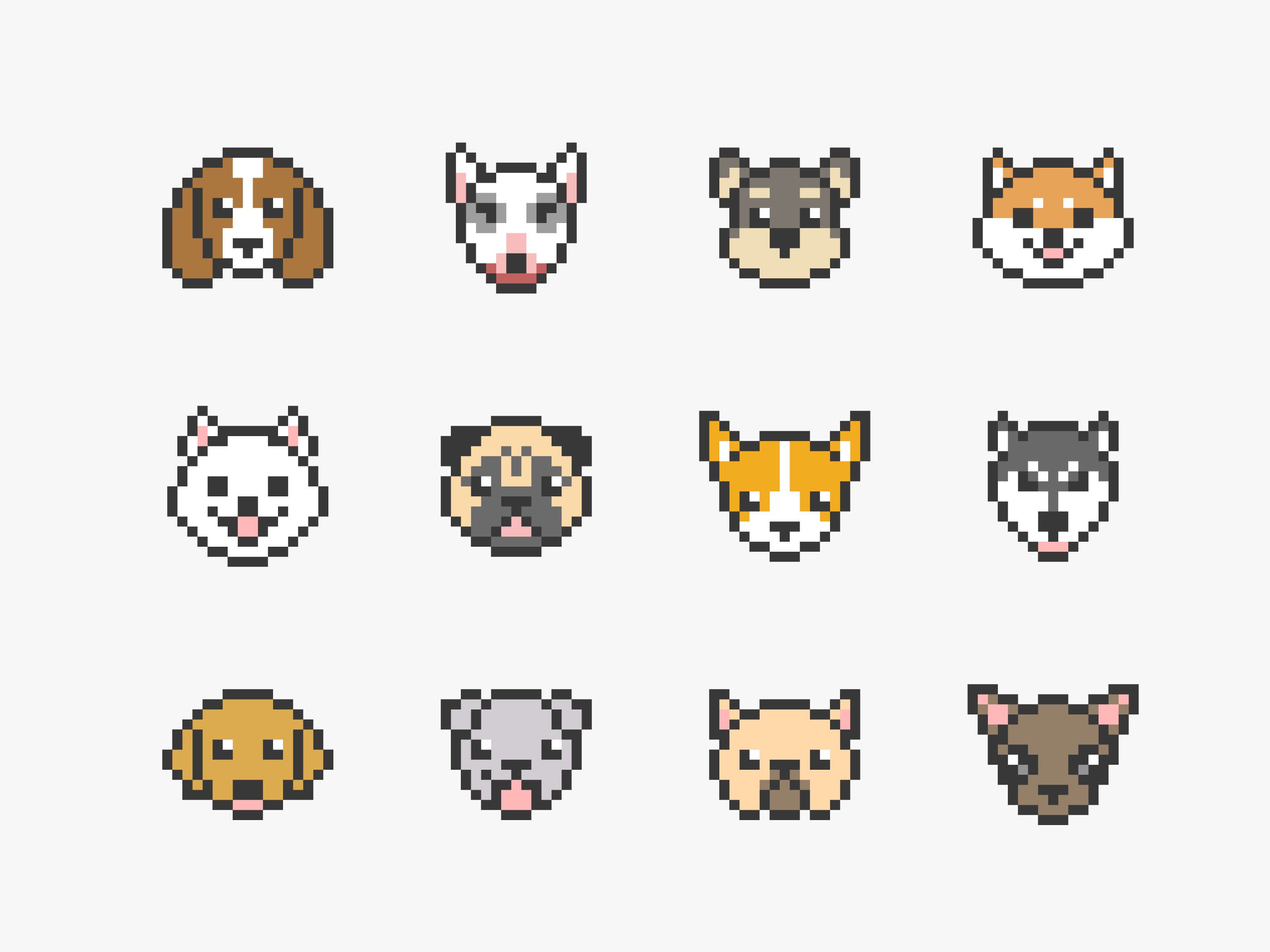 Download Dog Faces Pixel Art Icons for free | Easy pixel art ...