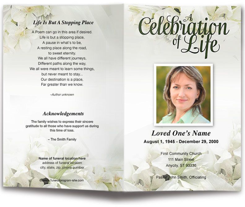 Lily Letter Single Fold Program Template - The Funeral Program Site ...