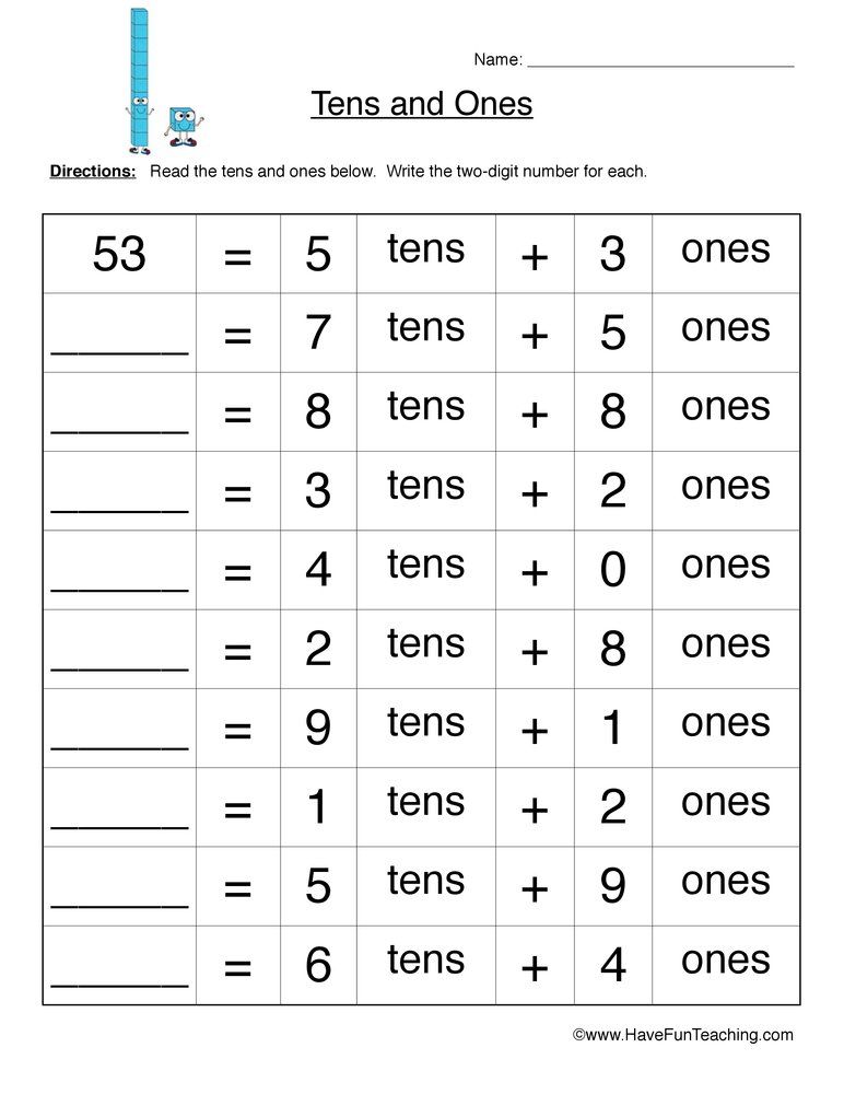 Tens And Ones Worksheets, Place Value Worksheets, Kindergarten Math ...