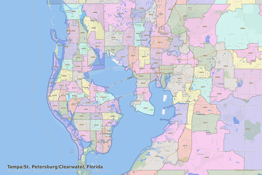 Exploring Tampa Zip Code Map: A Comprehensive Guide - Map Of The Usa