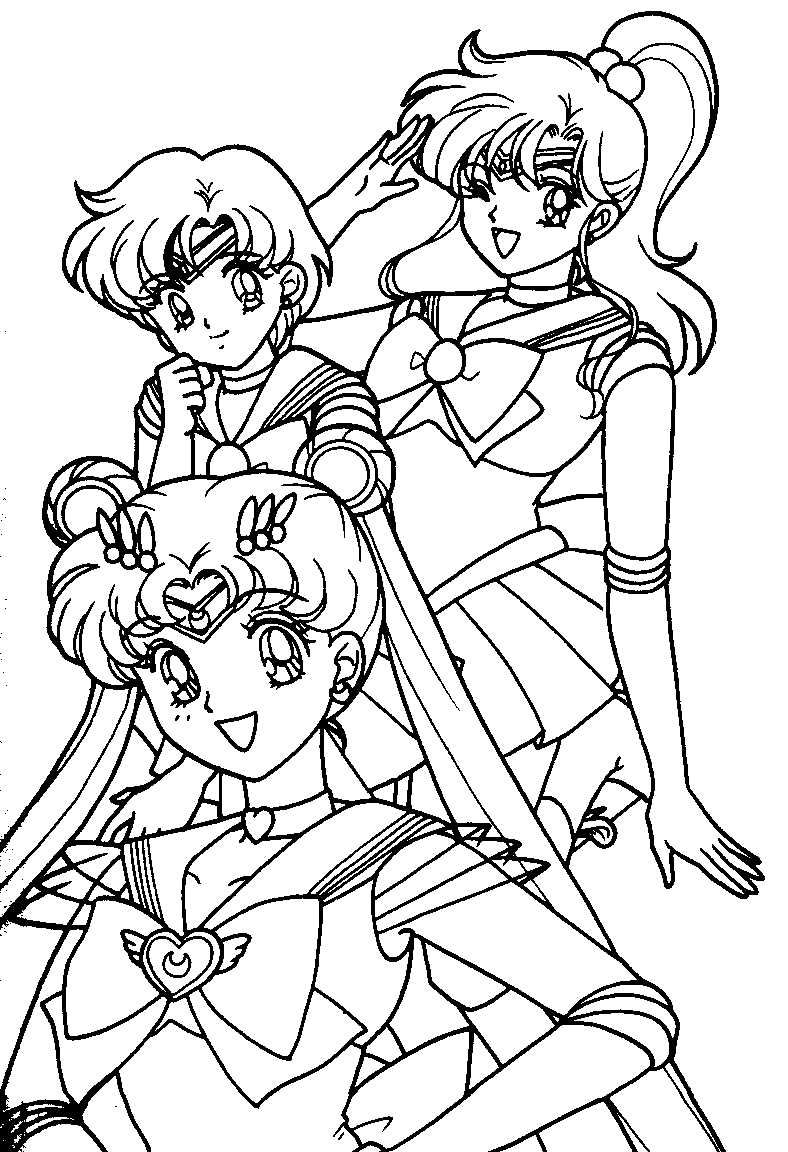 Sailor Moon, Mercury & Jupiter Sailor Moon Coloring Pages, Coloring ...