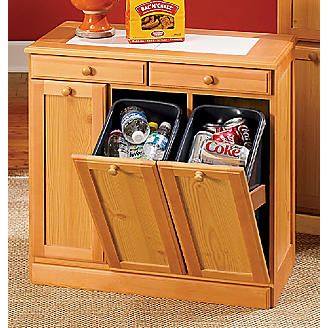 3 bin cabinet from seventh avenue dw75794 trash can storage kitchen stainless steel rolling cart ikea apron sink dimensions