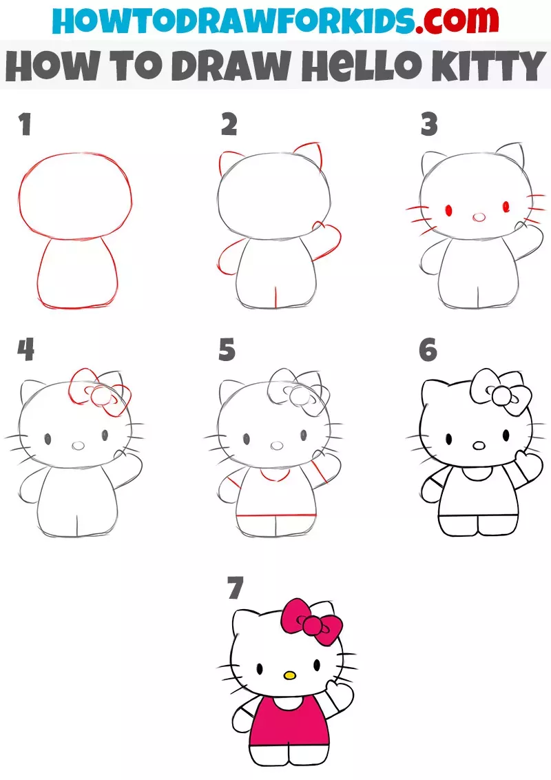 How to Draw Hello Kitty - Easy Drawing Tutorial For kids | Kitty ...