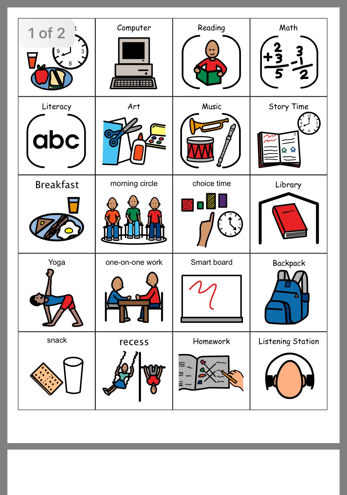 Printable Visual Schedule For Autism