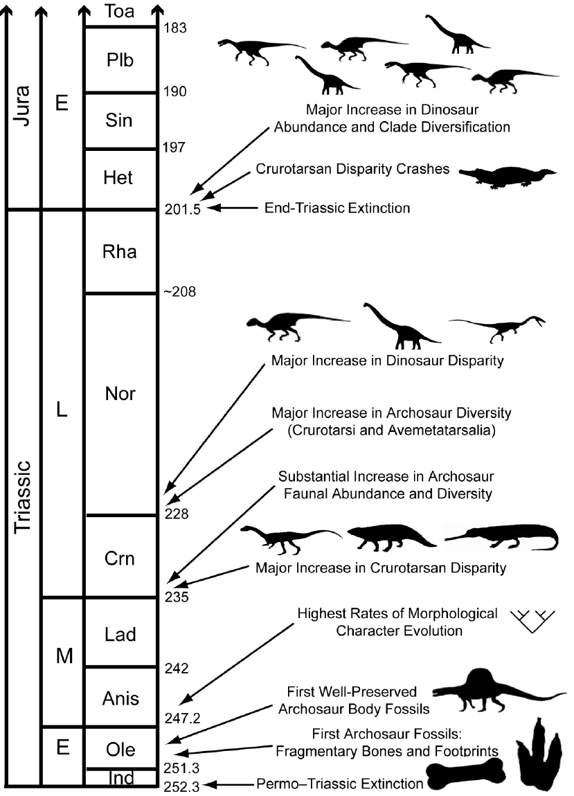 A generalised timeline of important events in Triassic–Early Jurassic ...