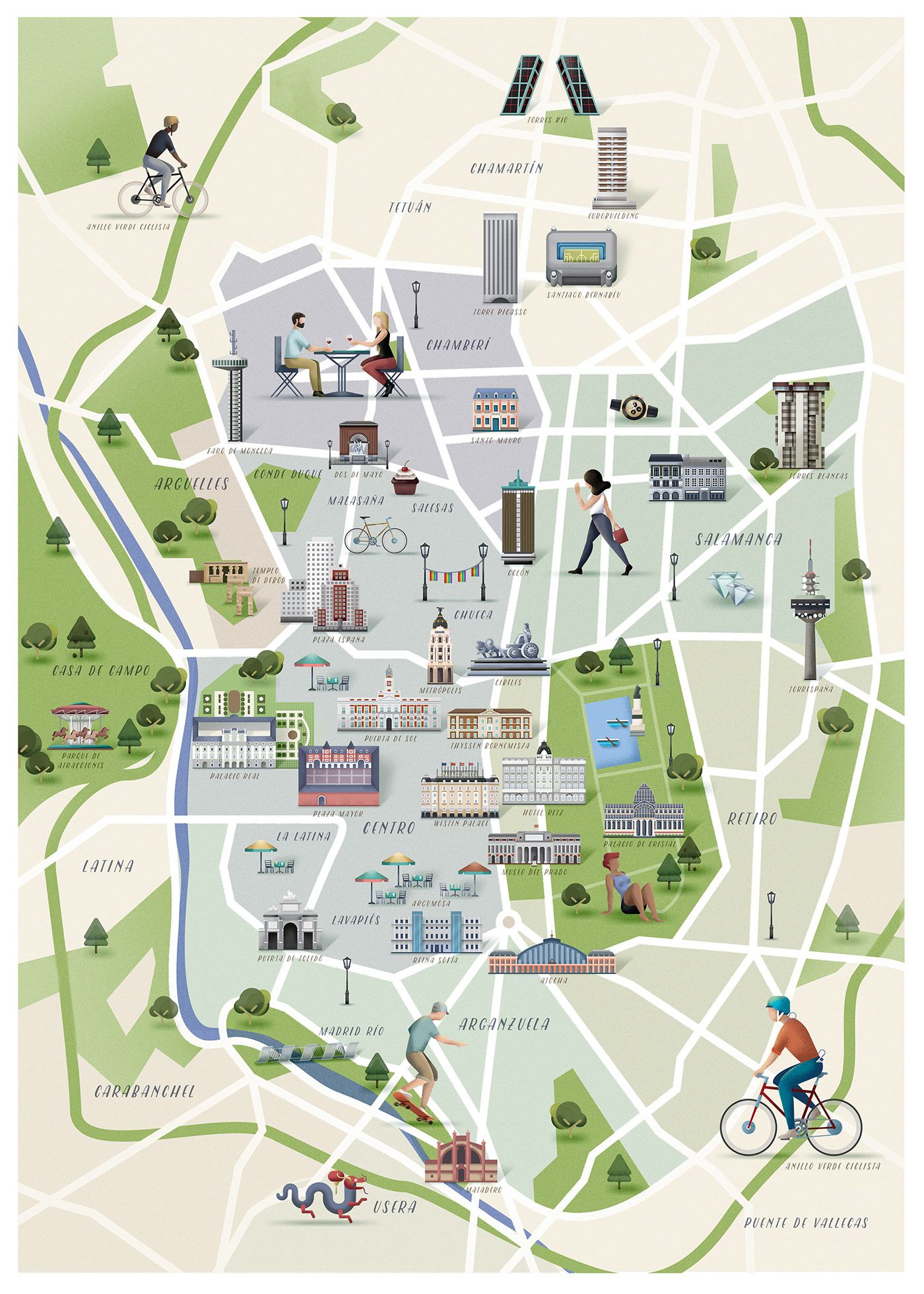 Madrid map · Traveler magazine on Behance Travel Magazines, Travel Maps ...