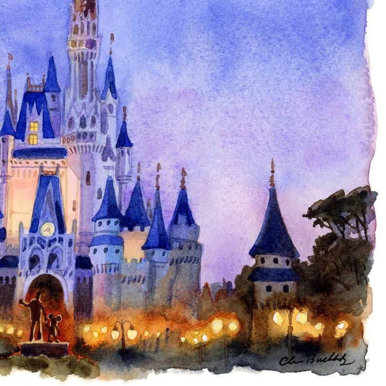 Cinderella Castle Watercolor Painting | Etsy | Watercolor painting etsy ...