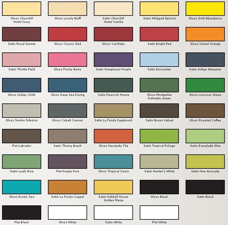 Paint Color Chart Valspar