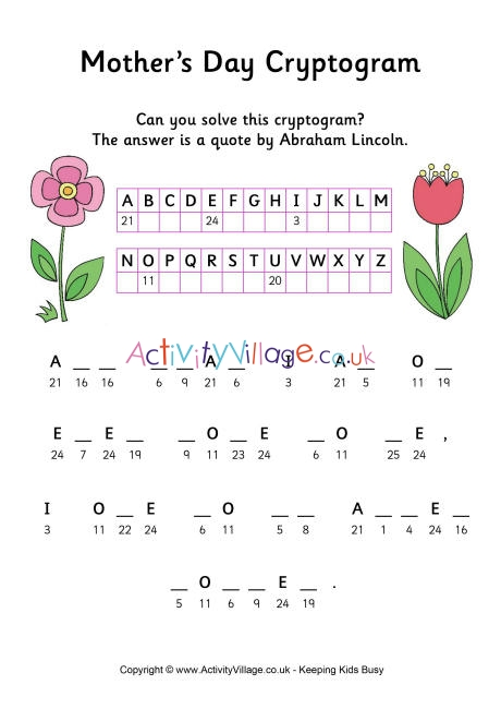 Mother's Day cryptogram #mothersdayideas #mothersday #mothersdayparty # ...