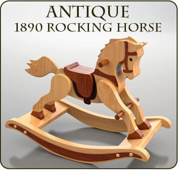 Antique 1890 Rocking Horse Wood Toy Plans & Patterns PDF 