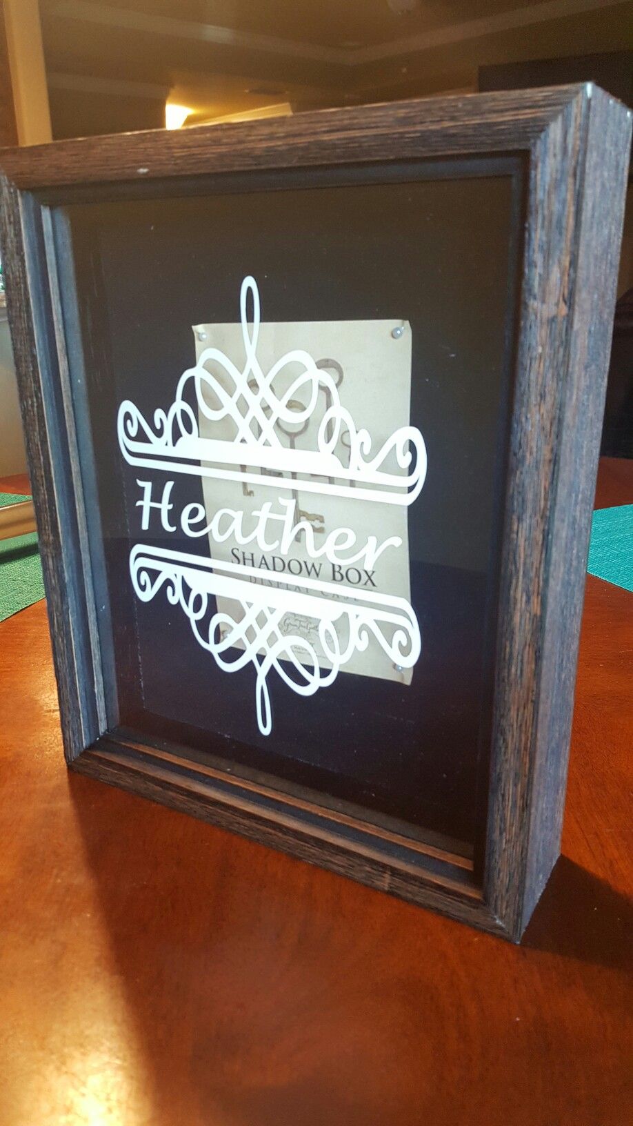 Shadow box with vinyl lettering | Shadow box, Vinyl lettering, Lettering