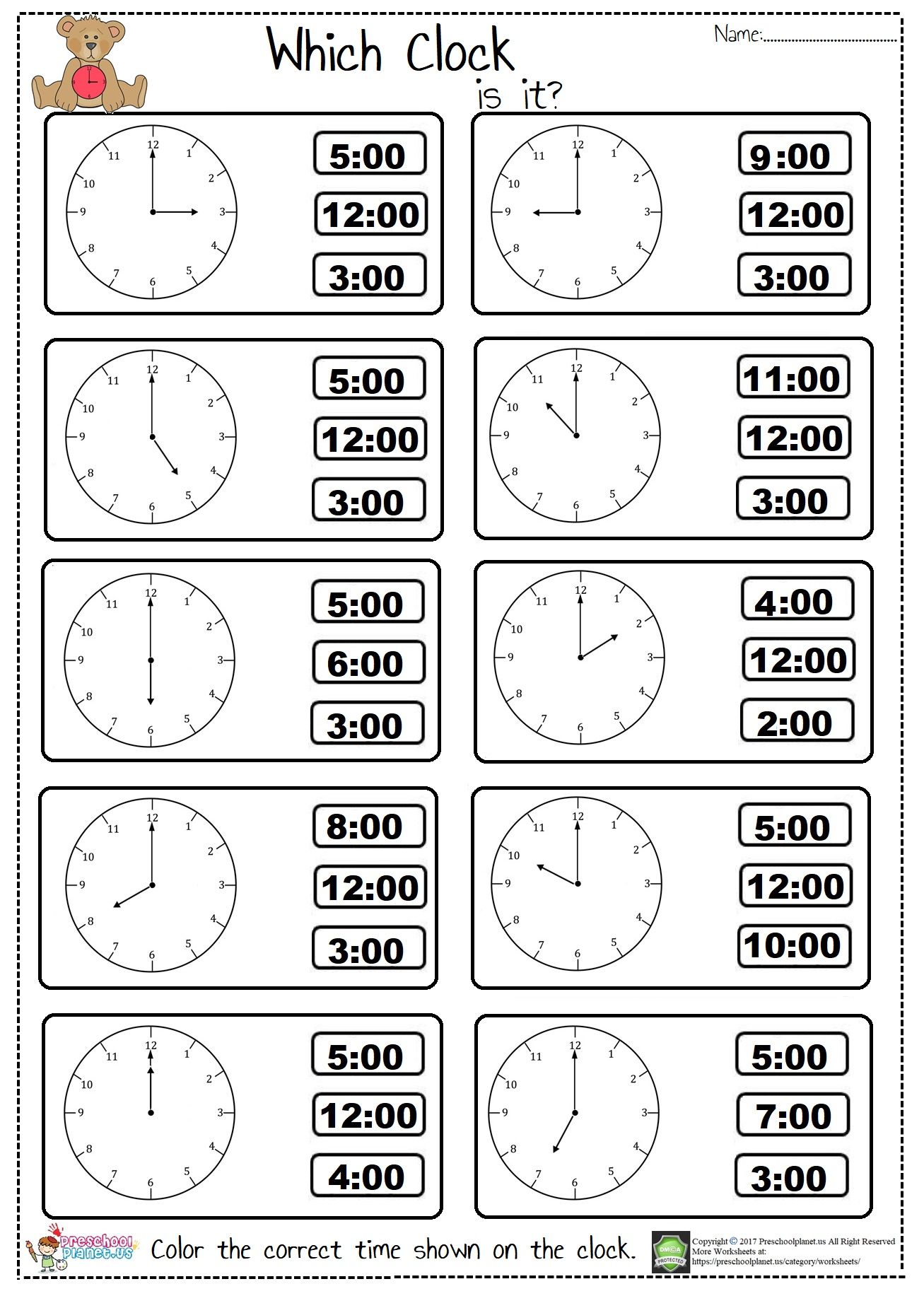 Tell The Time Worksheet | Time worksheets, Kindergarten telling time