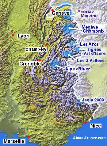 map of french alps Map Of Ski Resorts In The French Alps Ski Resorts France French map of french alps