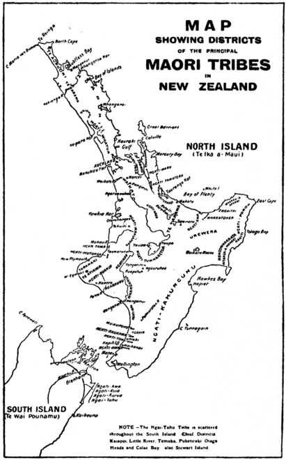 Map showing districts of the principal Maori Tribes in New Zealand Te ...