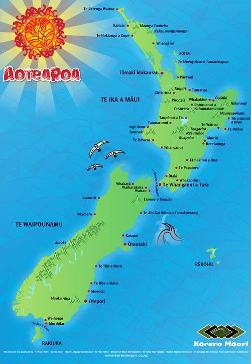 Māori placenames map | Nova zelanda, Atea