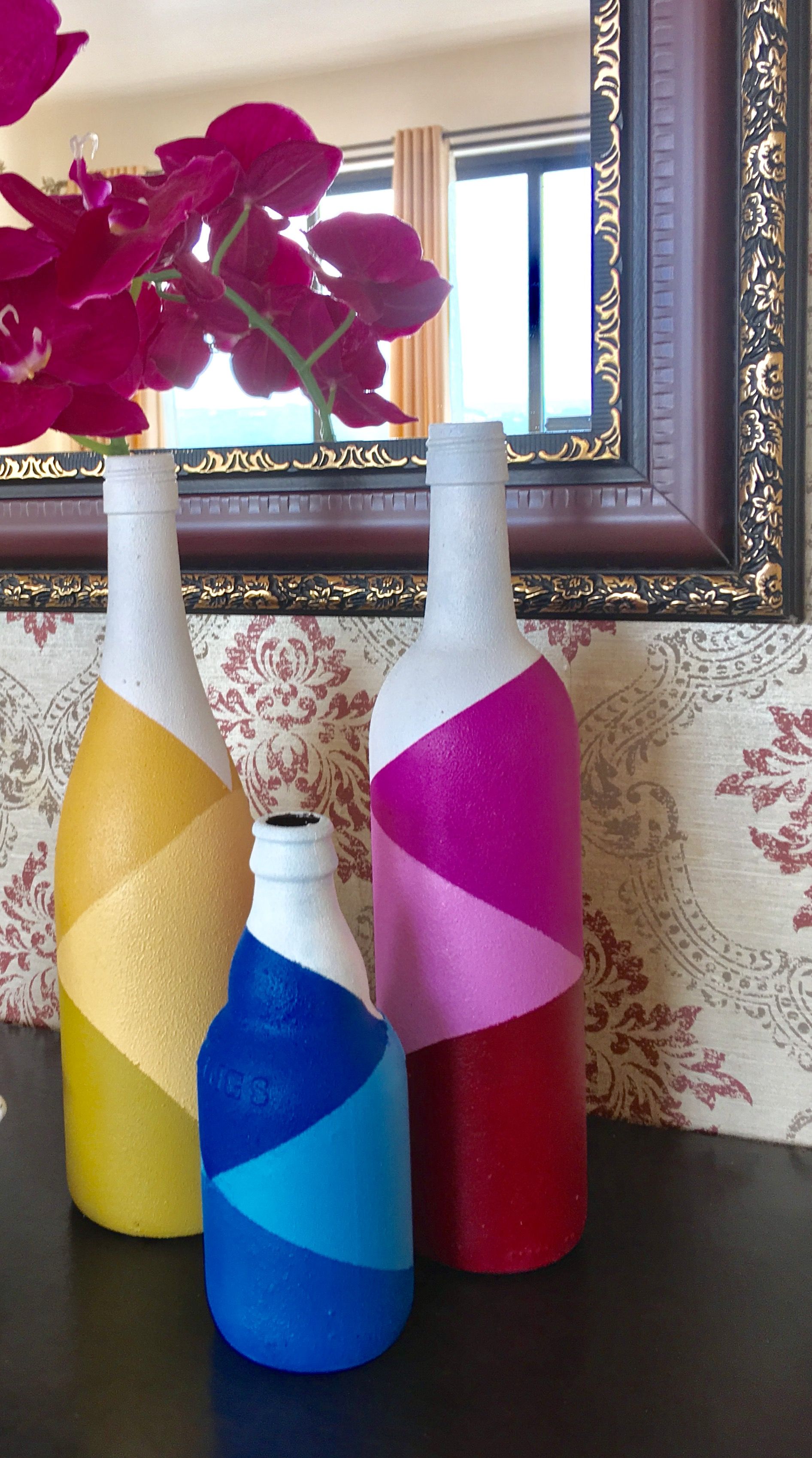 Upcycle Paint Glass Bottles With A Simple Two Ingredient Easy To Make Chalk Paint Painted Glass Bottles Hand Painted Wine Bottles Upcycle Glass