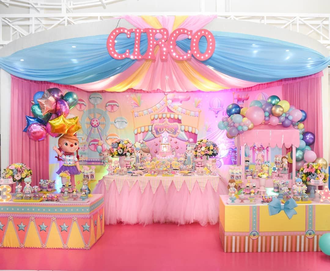 Descobrir 67+ imagem decoração de aniversário tema circo rosa - br ...