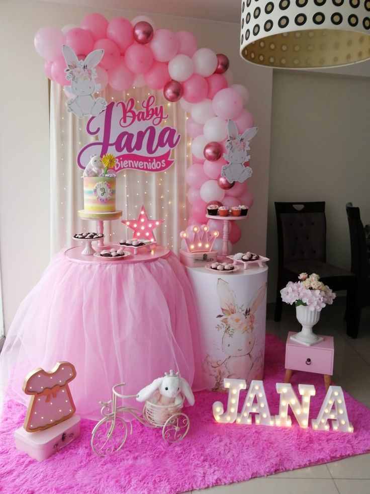 Tierna decoracion Baby Shower, hermosa tematica de conejita para la ...