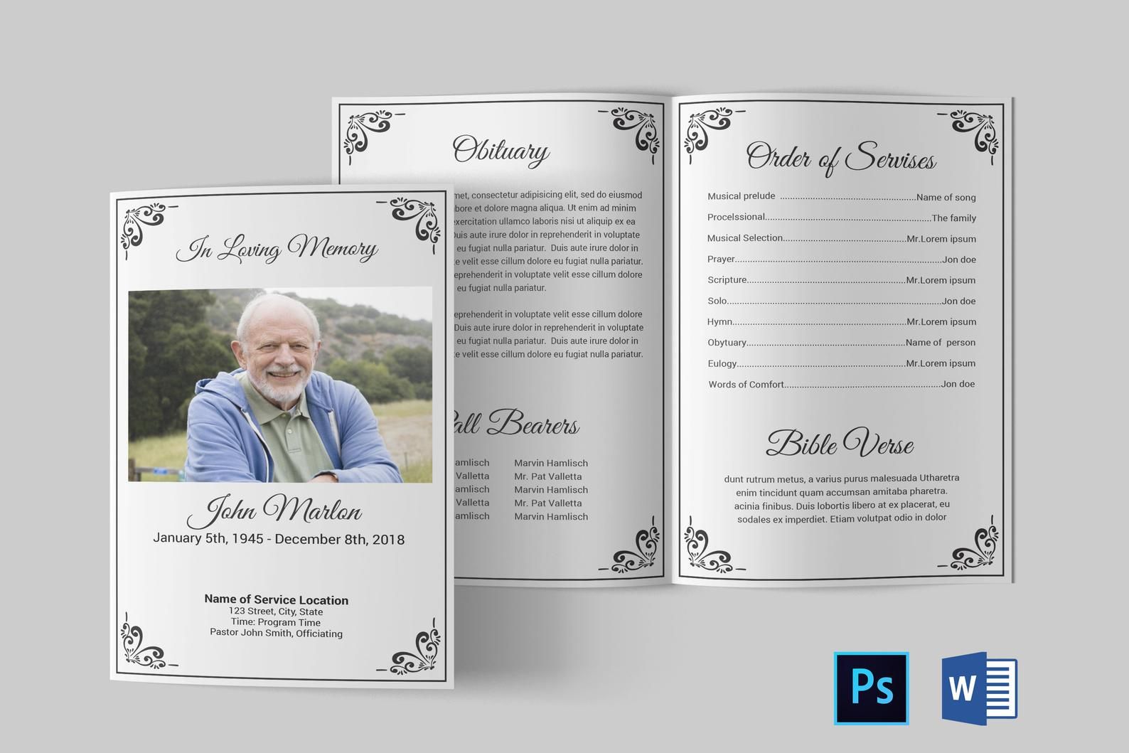 Printable Funeral Program Template Word