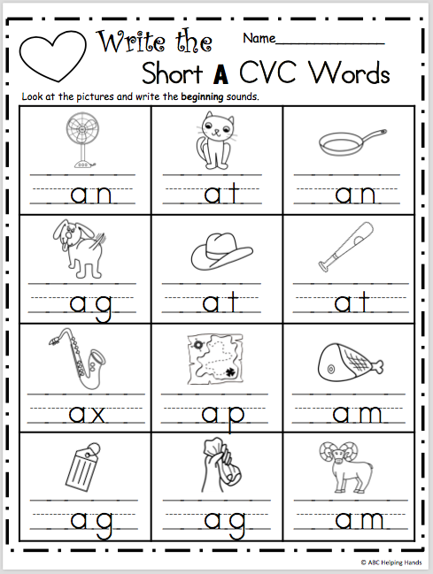 Short A Words Worksheet