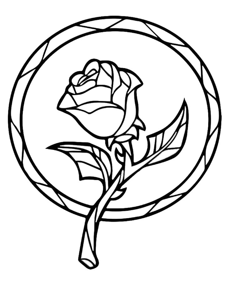 Beauty and the Beast Enchanted Rose Suncatcher! | Rose coloring pages ...