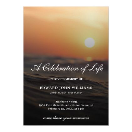 Beach Ocean Funeral Sympathy Celebration of Life Invitation - ocean ...