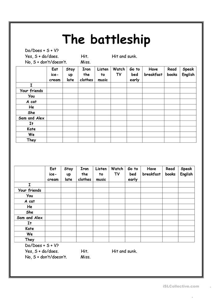 Present Simple. The battleship - English ESL Worksheets | English ...