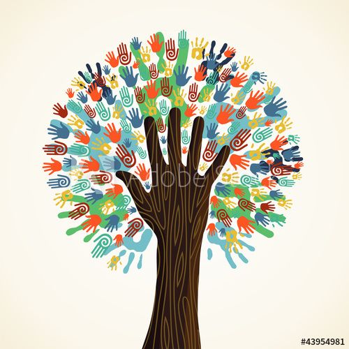 Isolated diversity tree hands | Hand illustration, Tree art, Illustration