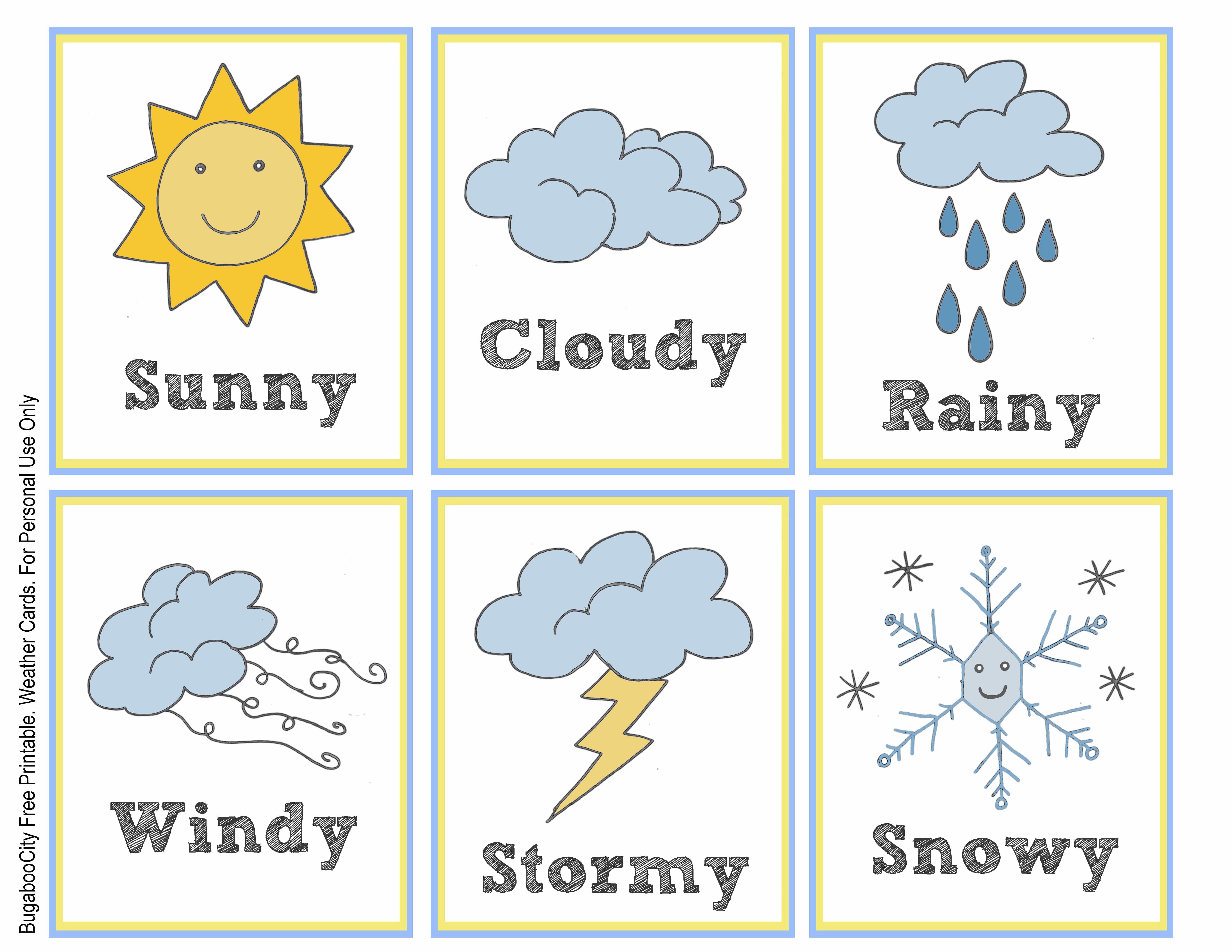 Free Weather Flashcards! + Free Weather Chart For Your Kindergarten ...