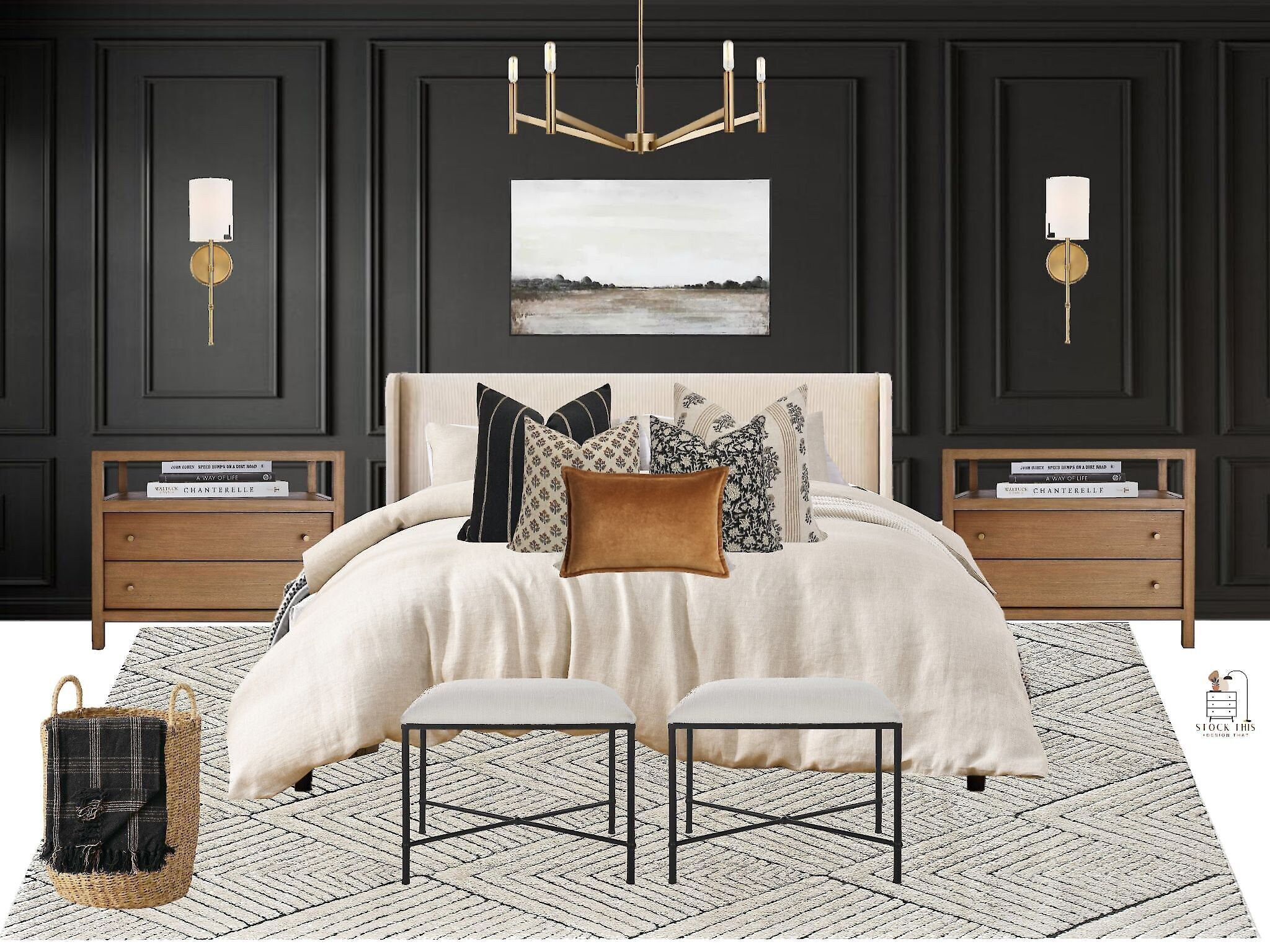 Moody Transitional Bedroom Design - Etsy Canada in 2024 | Transitional ...