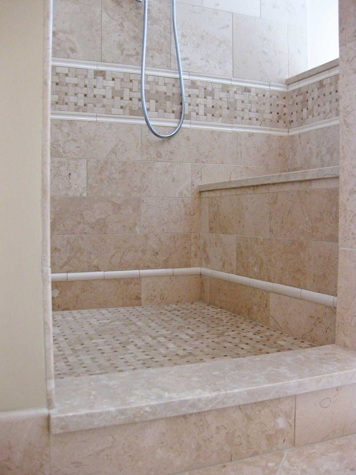 Sib Shower Basket Weave Tile Stone Threshold Shower Tile