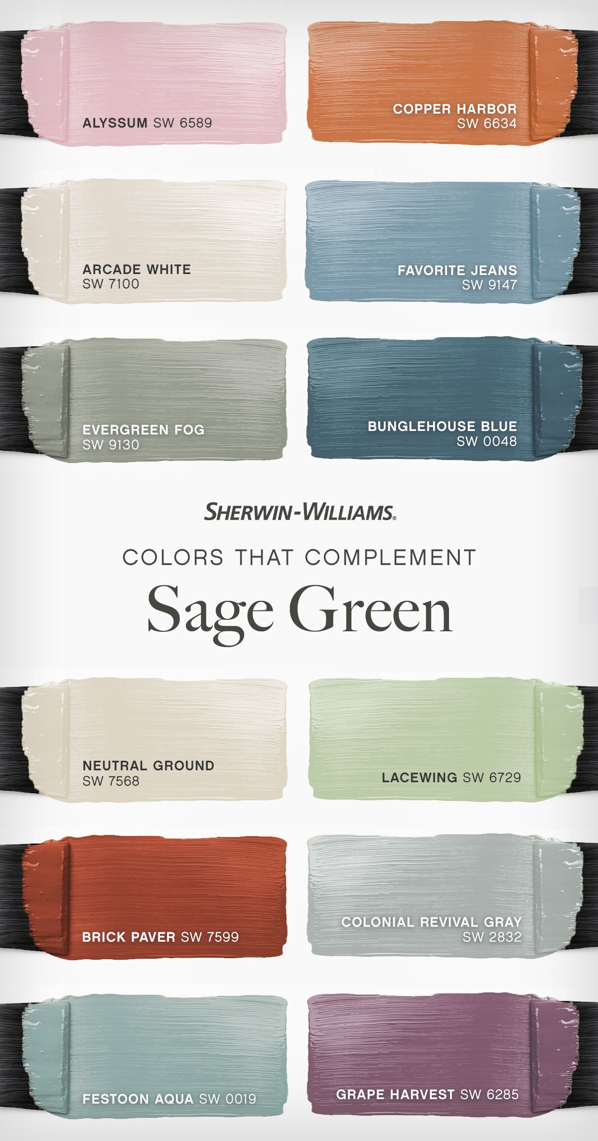 Discover 12 Sherwin-Williams paint colors that coordinate with sage ...