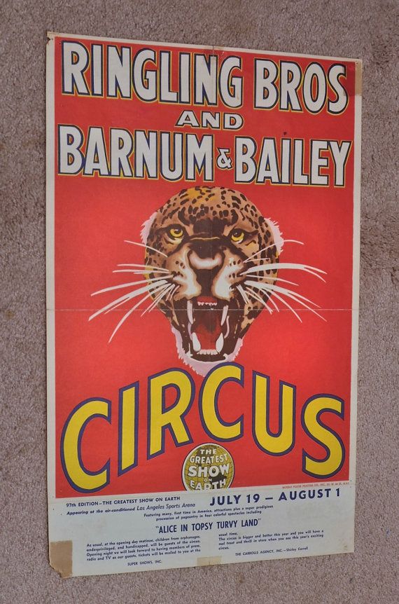 Vintage Ringling Brothers and Barum & Baily Circus Poster | Etsy ...