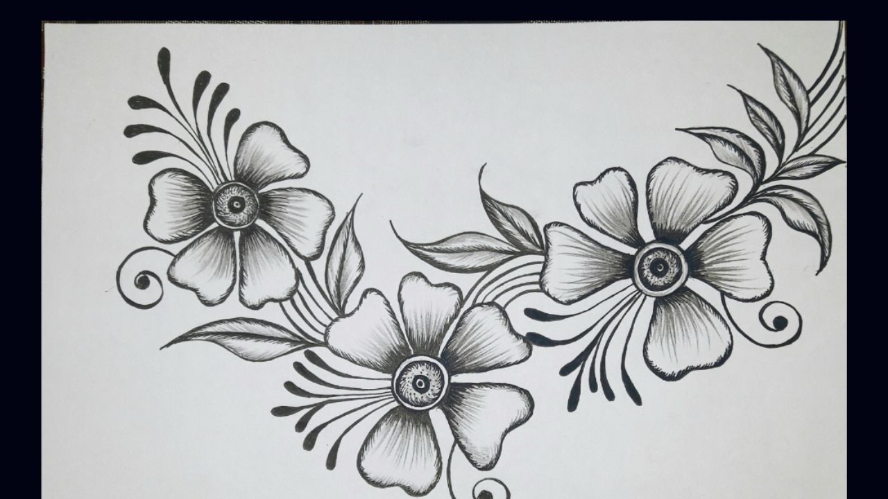 DRAWING KURTI DESIGN | Flower drawing design, Flower drawing ...