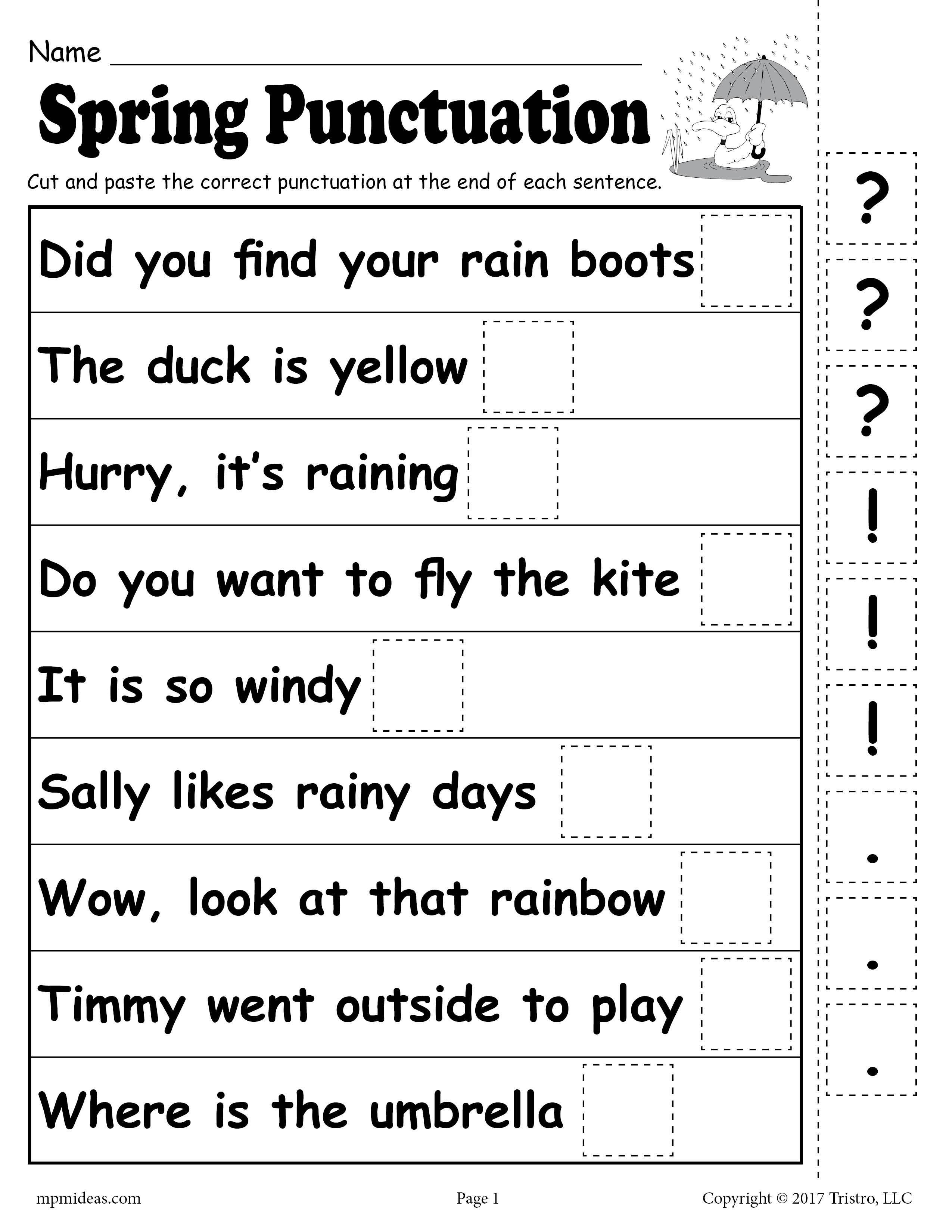 Grammar And Punctuation Worksheets