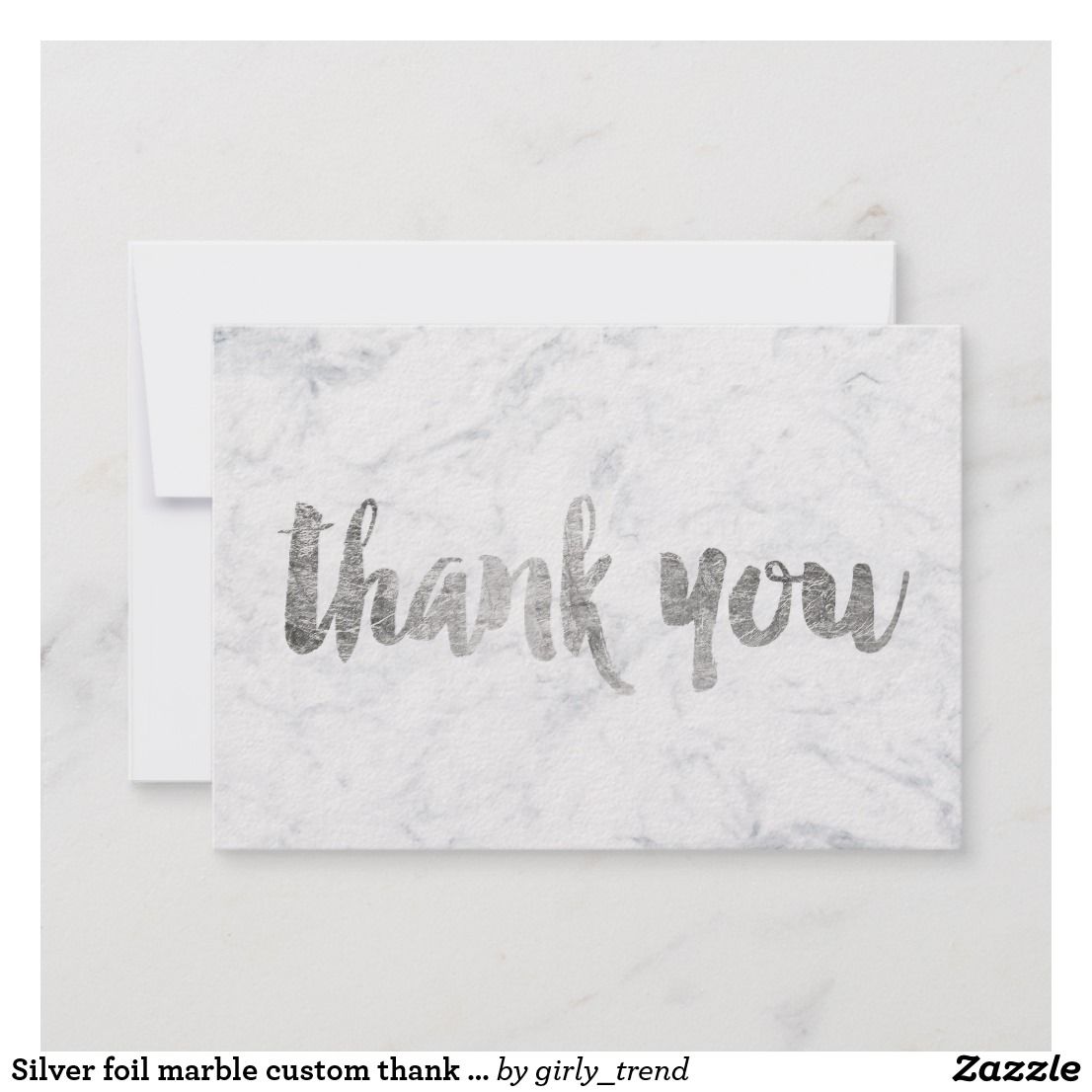 Silver foil marble custom thank you wedding | Wedding thank you cards ...