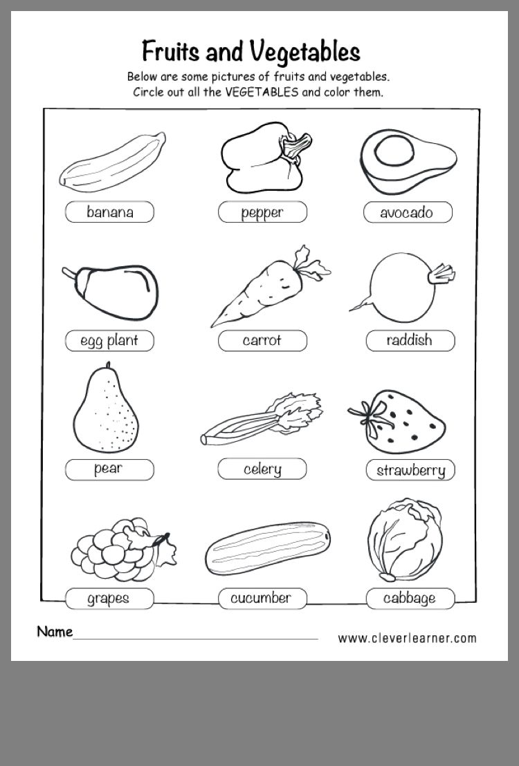 Fruits And Vegetables Worksheet Preschool