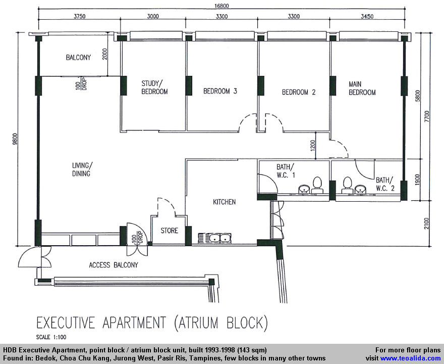 HDB Executive Apartment floor plan (143 sqm) Floor plans