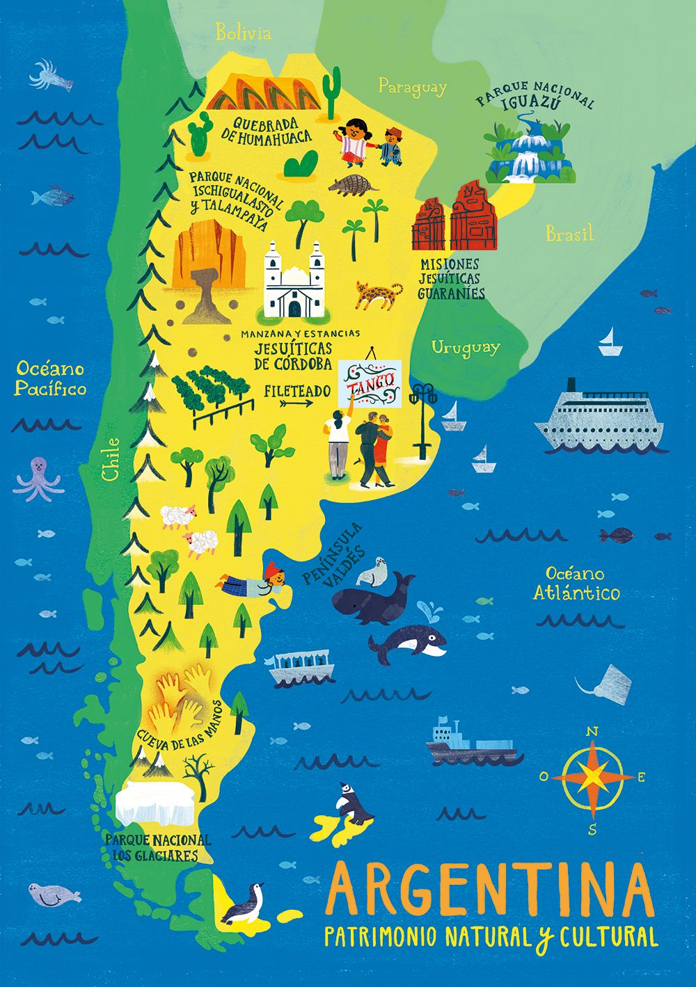 Argentina Map Puzzles on Behance Travel Maps, Travel Posters, Argentina ...