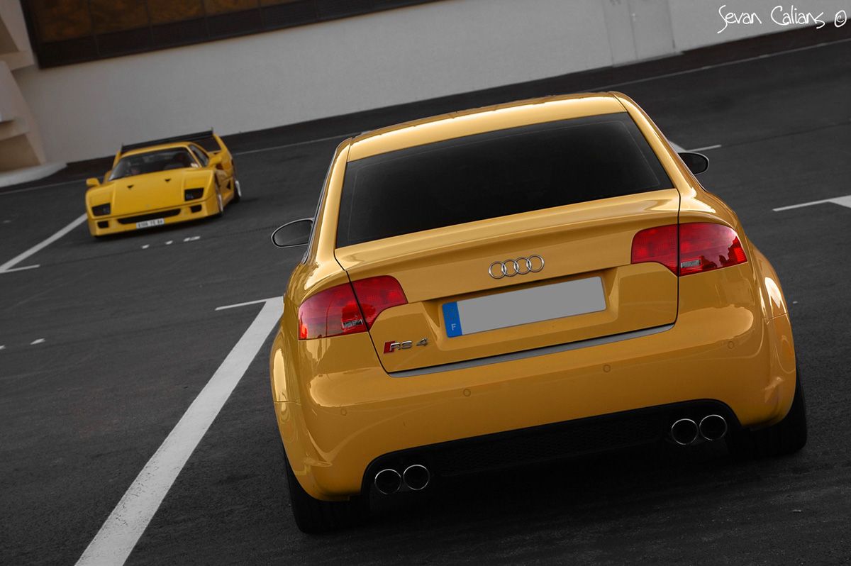 audi rs4 ferrari f40 yellow ferrari f40 audi rs4 audi pinterest