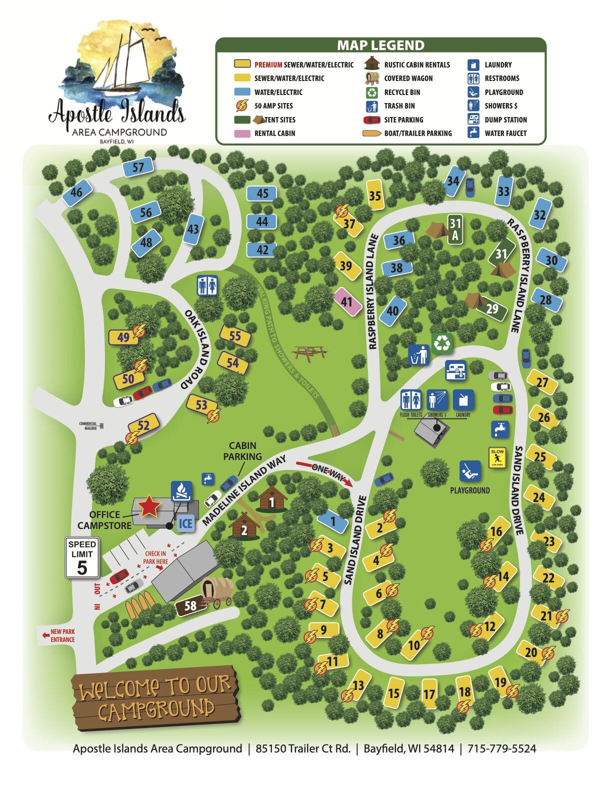 Campground Map | Apostle Islands Area Campground and RV Park Camping ...