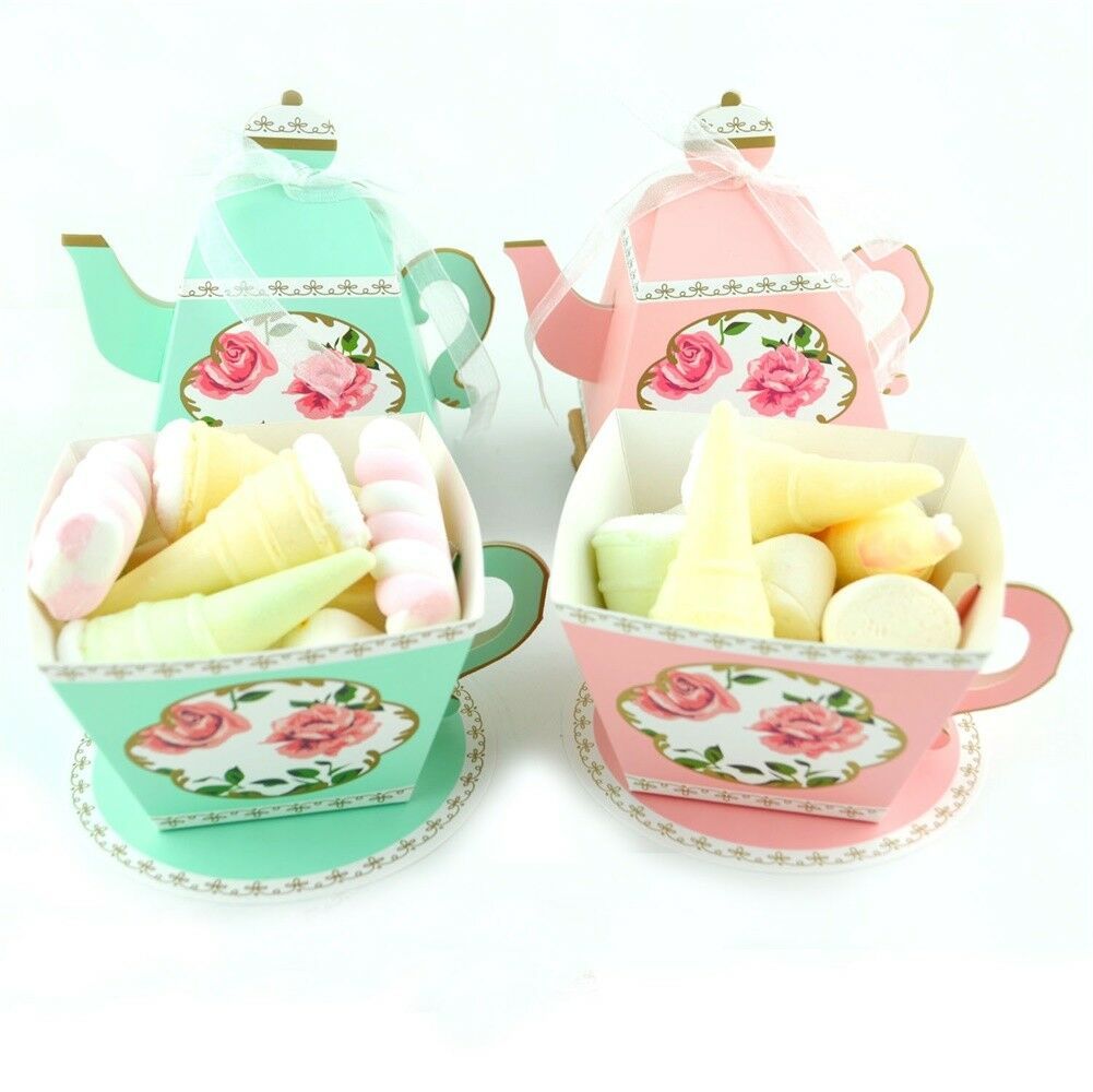 50/100Pcs TeaPot Paper Boxes Candy Sweets Cookies Biscuits Party Favour ...