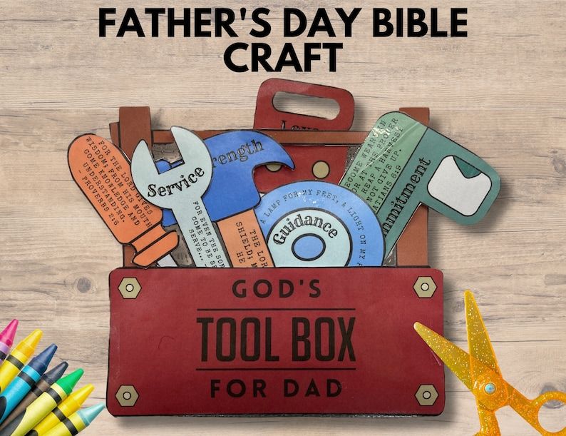 Toolbox for Dad Fathers Day Bible Craft, Sunday School Bible Printable ...