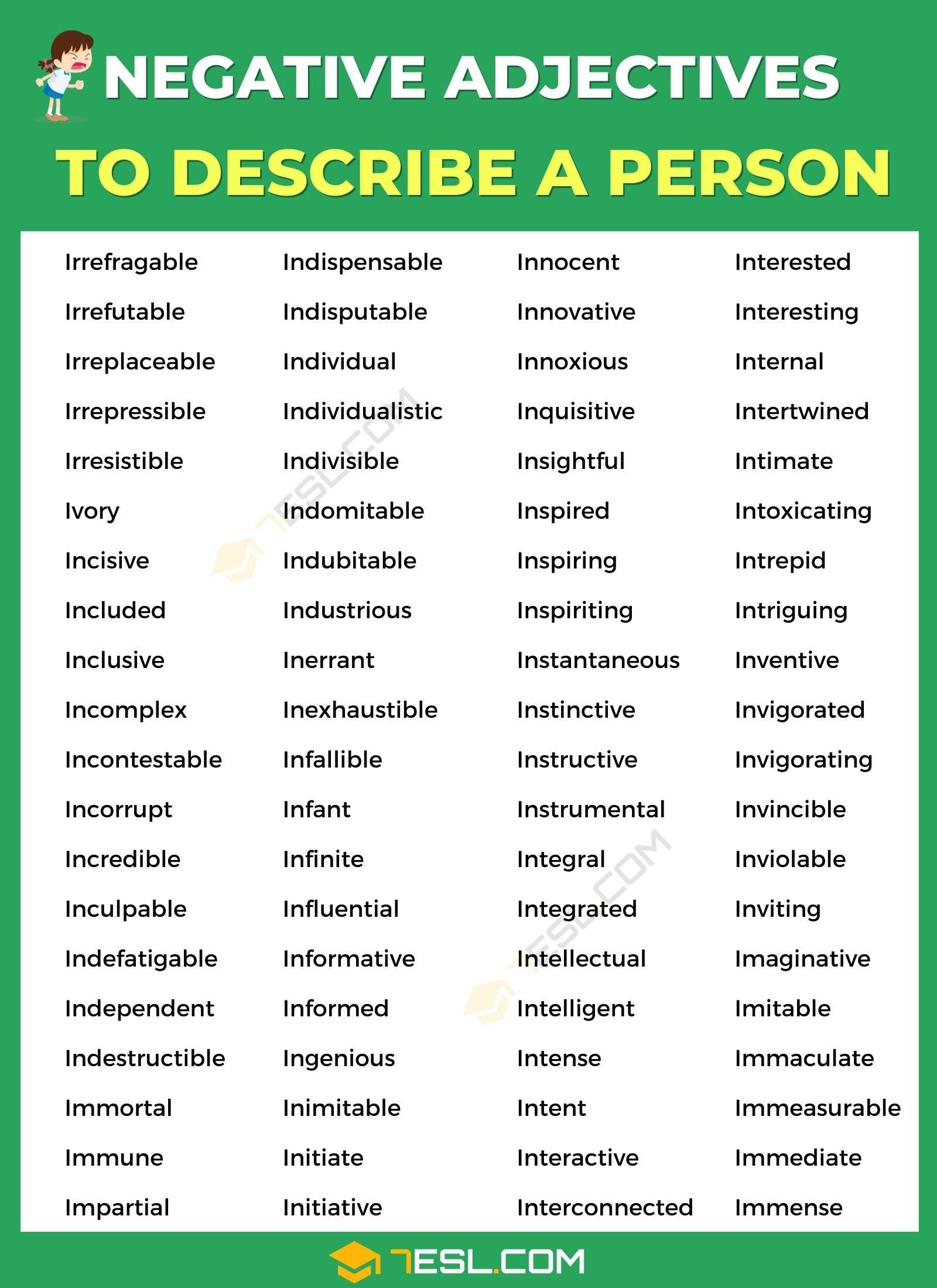 Negative words list of 85 negative adjectives you should know – Artofit