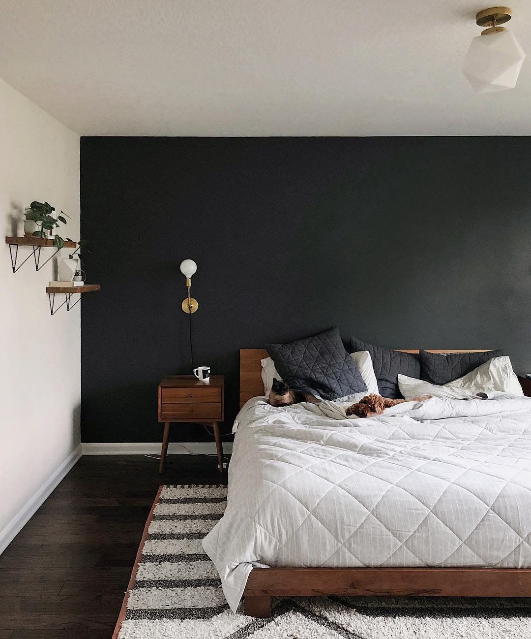 Best mornings via findfarah schoolhouseliving Black walls bedroom