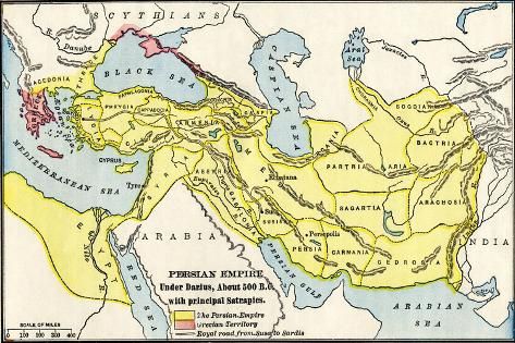 size: 18x12in Giclee Print: Map of the Persian Empire under Darius I ...