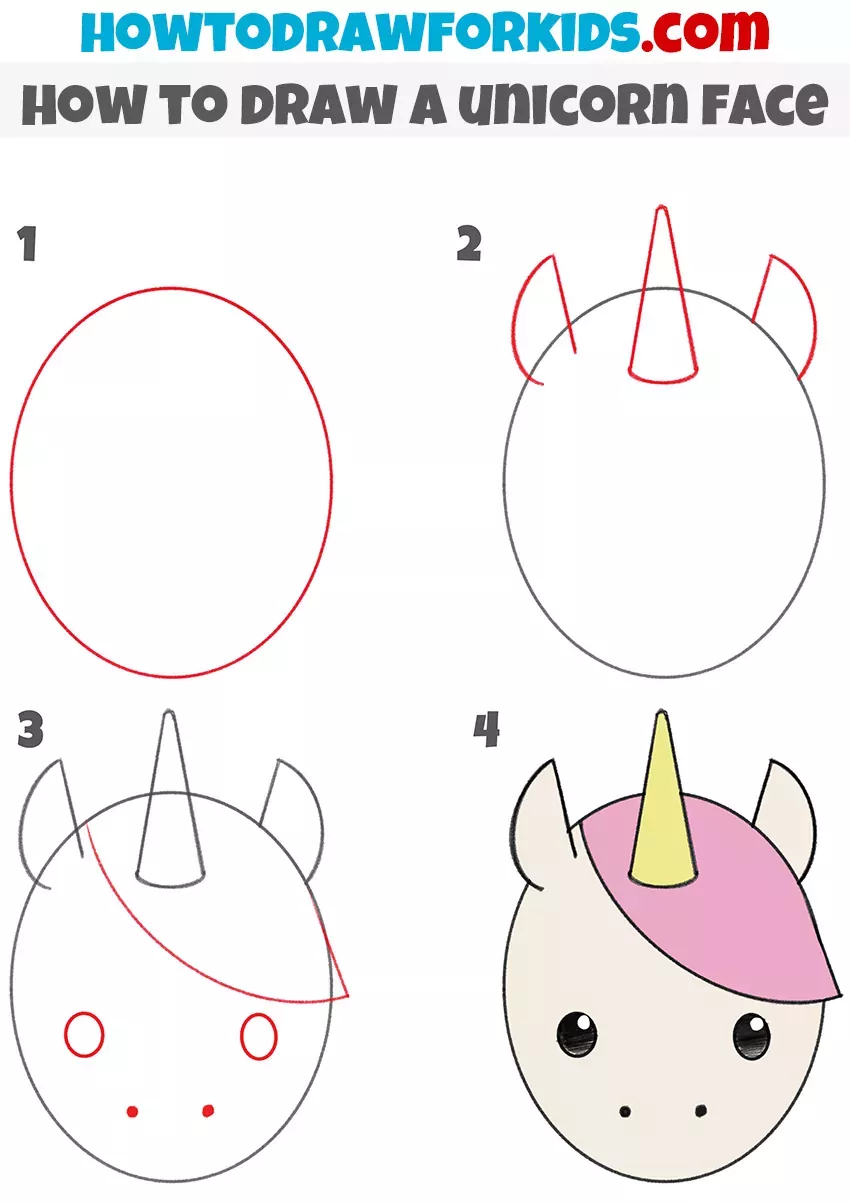 How to Draw a Unicorn Face for Kindergarten - Easy Drawing Tutorial ...